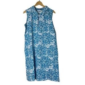 A574420 SPORT SAVVY Motion Printed French Terry Quarter Zip Polo Blue Multi M